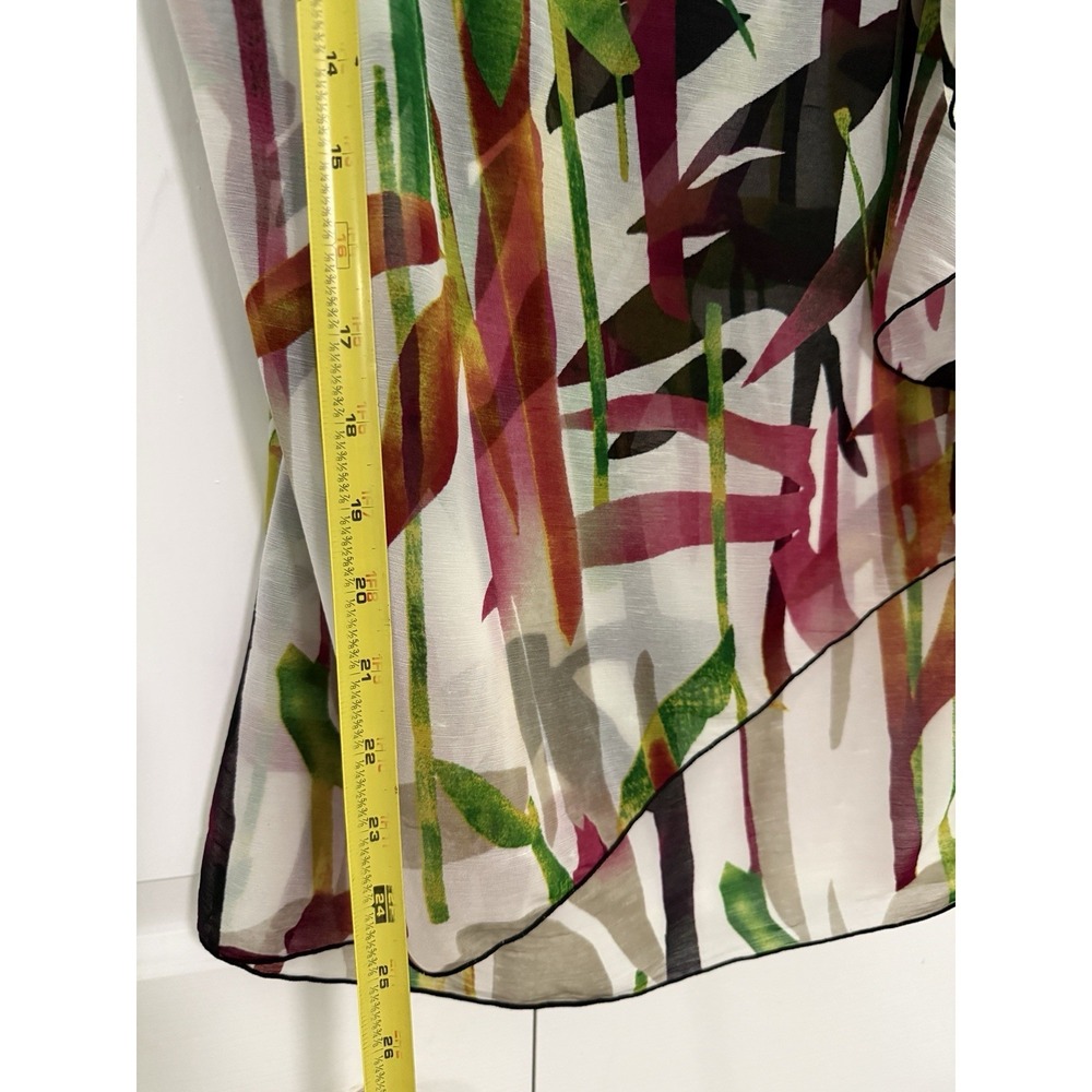Worthington Women's Bamboo Print Sheer Sleeveless Top Blouse Sz L Summer Shirt - Picture 4 of 7